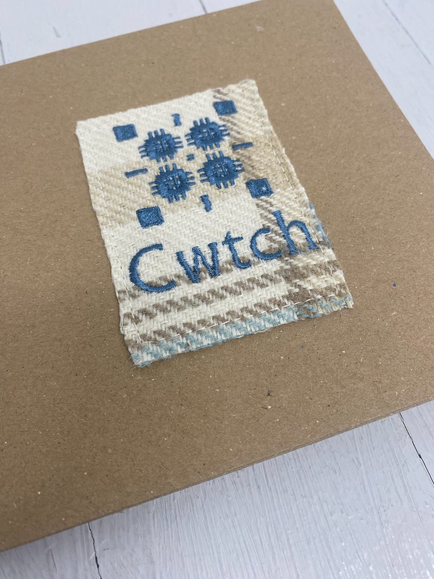 Cwtch Greeting Card- Blanket stitch.
