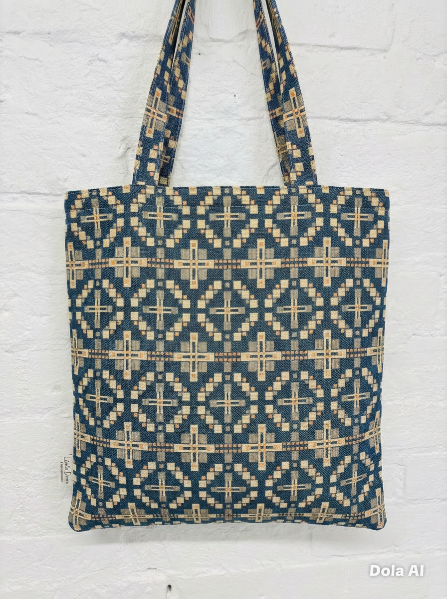 Vintage Cross Welsh Blanket Tote style Shopping Bag