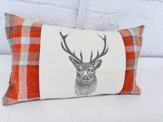 Stag Cushion- Burnt Orange Wool Long Cushion