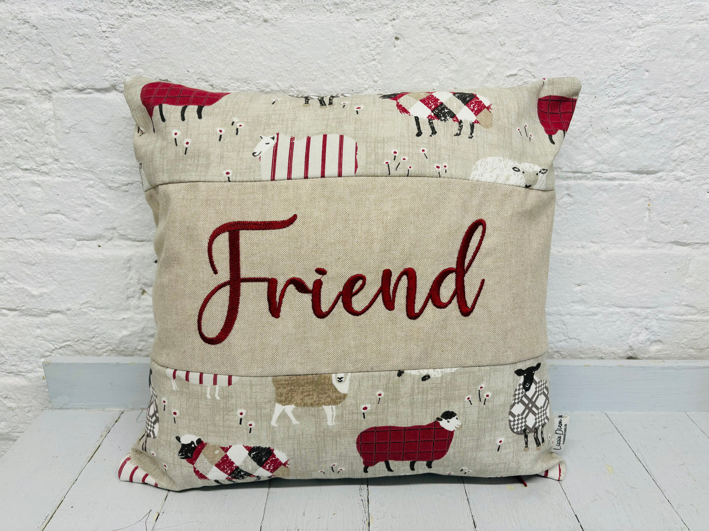 Sheep Friend  Cushion- 16" panel Cushion