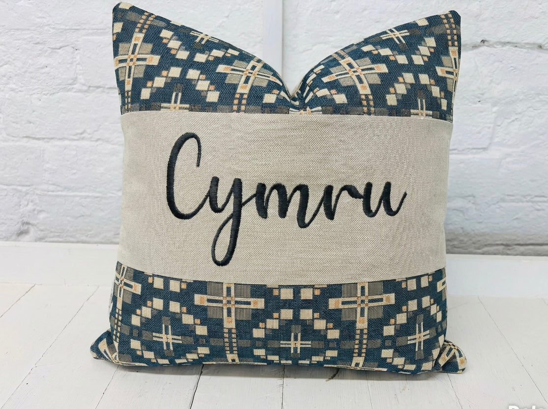 Vintage Cross Welsh Blanket Square Cushion-Personalised Cushion- Quote  Cushion