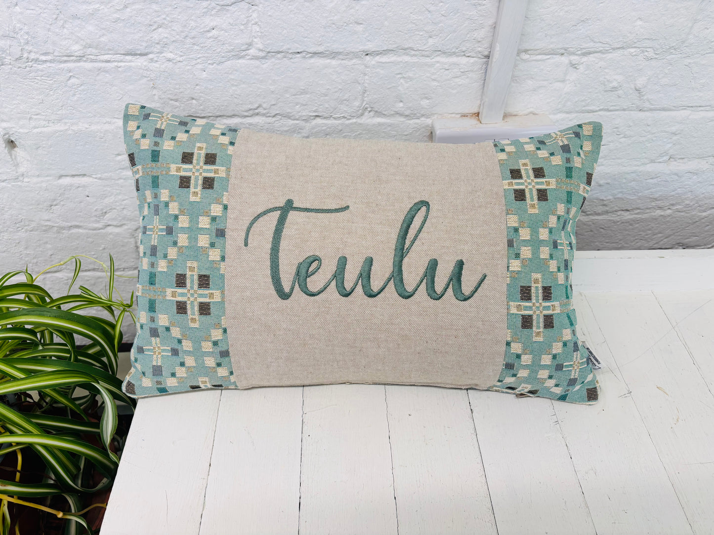Vintage Cross Welsh Blanket Long Cushion- Any word