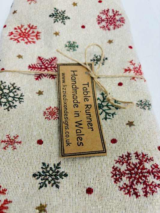 Christmas Table Runner-Gold Snowflake