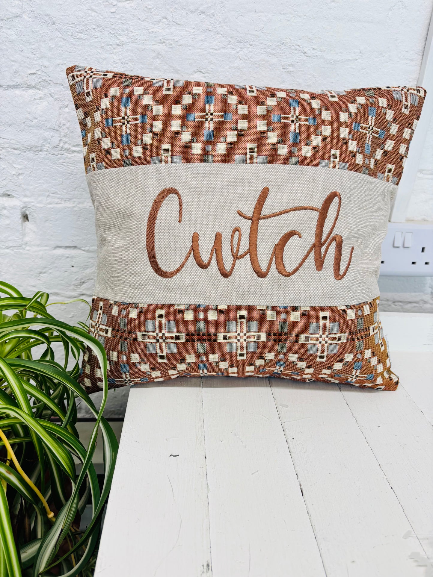 Vintage Cross Welsh Blanket Square Cushion-Personalised Cushion- Quote  Cushion