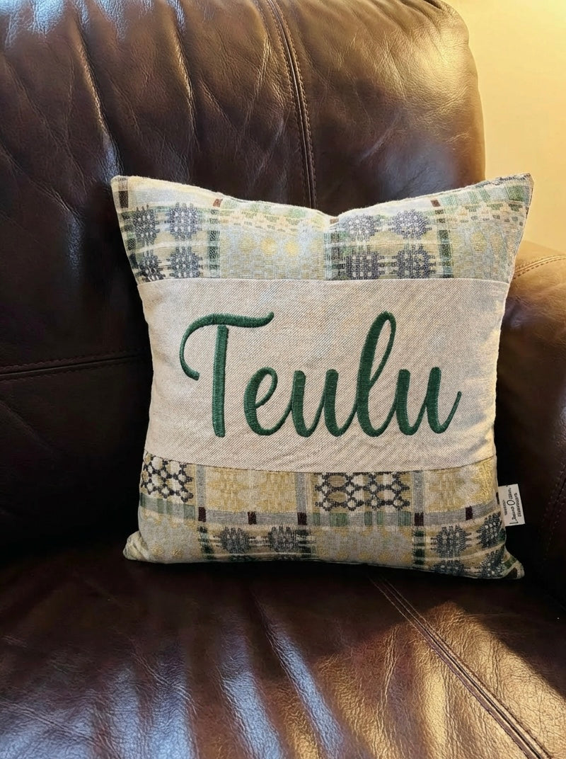 New Welsh Blanket Cushion. 16” Square Cwtch Cushion Personalised cushion