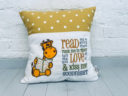 Giraffe Children's Reading book Cushion.