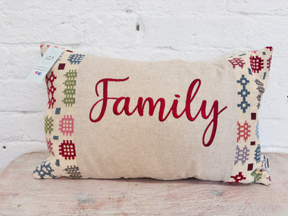 Teulu Welsh Blanket Long Cushion