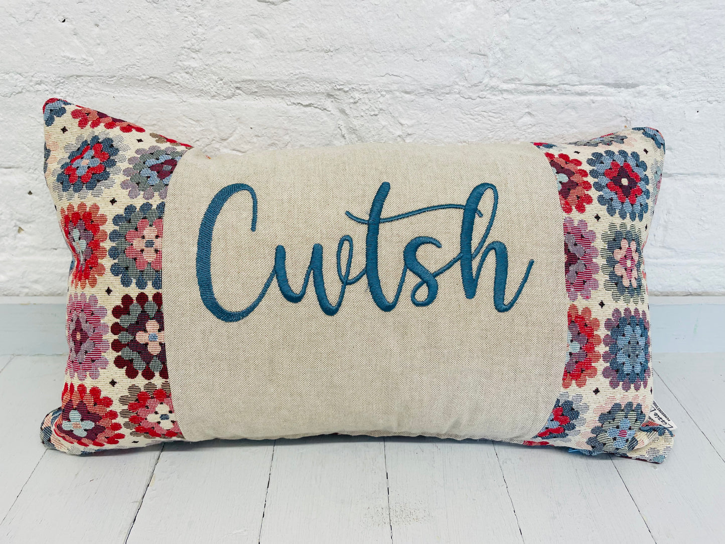 Crochet style Cwtsh Cushion-Long Cwtsh Panel Cushion