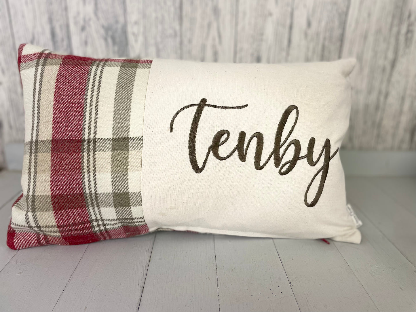 Cwtch long cushion. Wool touch fabric cushion