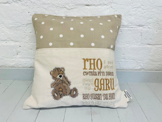 Tatty Teddy Welsh Children's Reading Book Cushion.