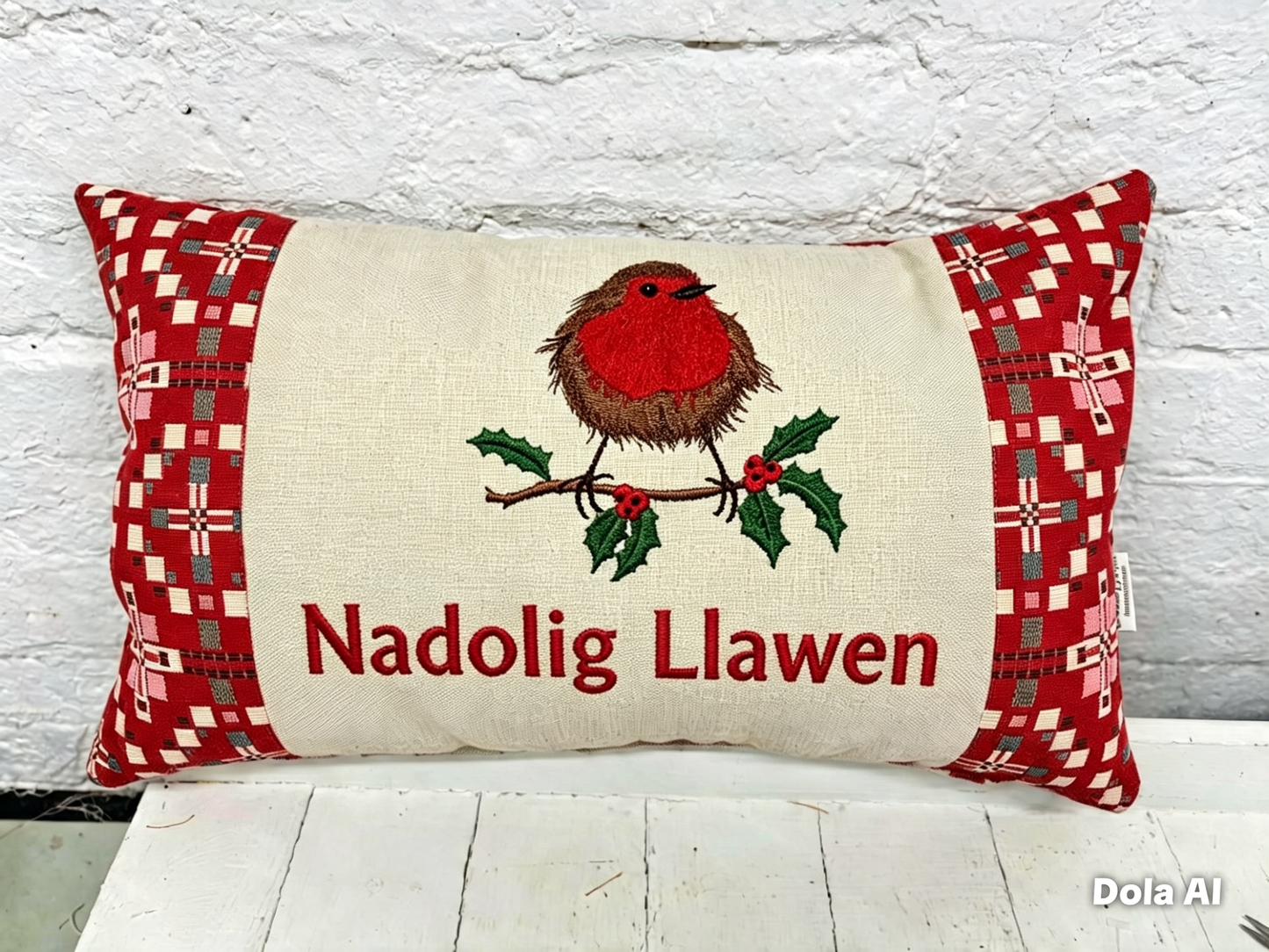 Robin Nadolig llawen Red Vintage Cross
