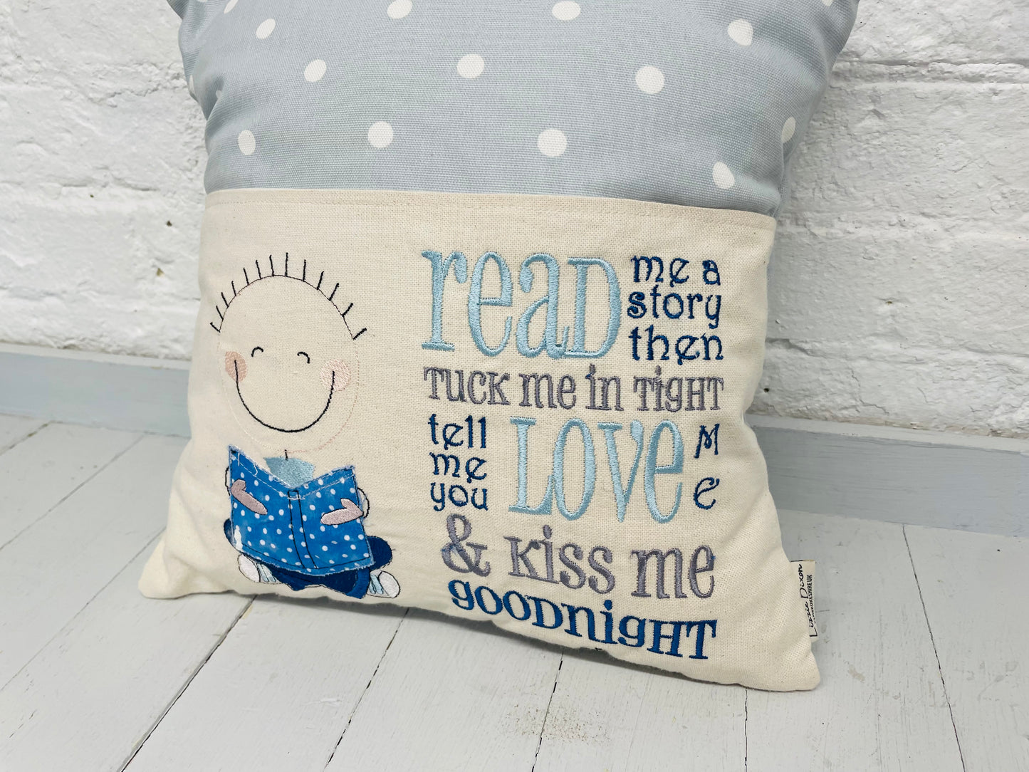 Little Boy Children's Reading Book Cushion.