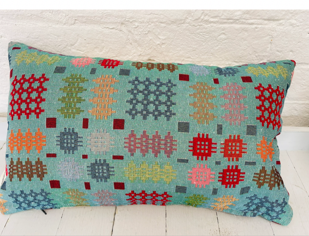 Amser Ymlacio Welsh Blanket style Cushion-Long Panel Cushion-Welsh quote cushion