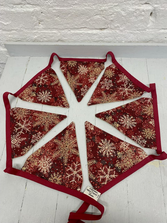 Festive Red Snowflake Bunting -Welsh Blanket style bunting