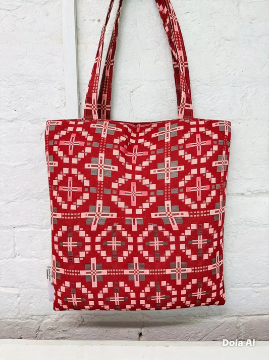 Christmas Vintage cross Red Tote style Shopping Bag