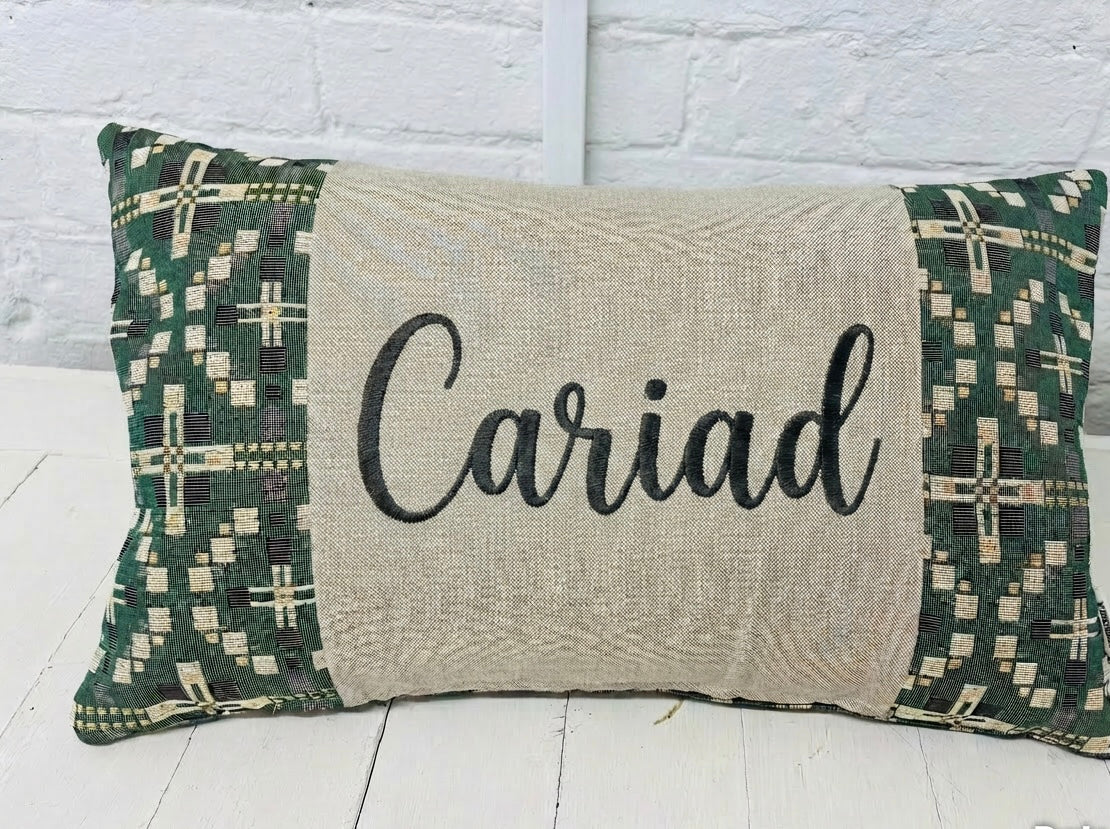 Vintage Cross Welsh Blanket Long Cushion- Any word