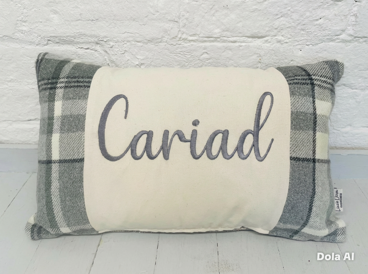 Cwtch long cushion. Wool touch fabric cushion