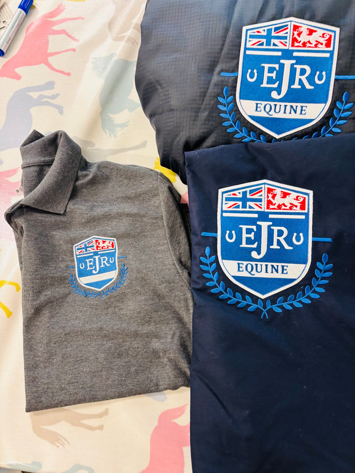 Personalised Navy Fleece  Rug- with Names or logo