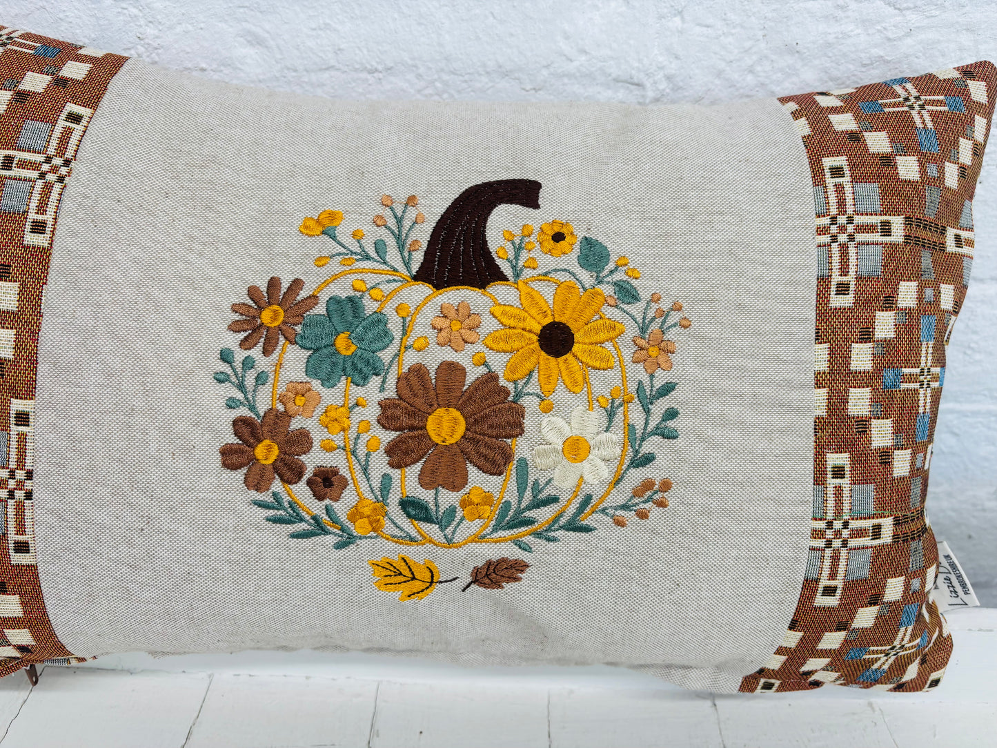 Floral Pumpkin Cushion-Autumnal cushion- Terracotta Vintage Cross