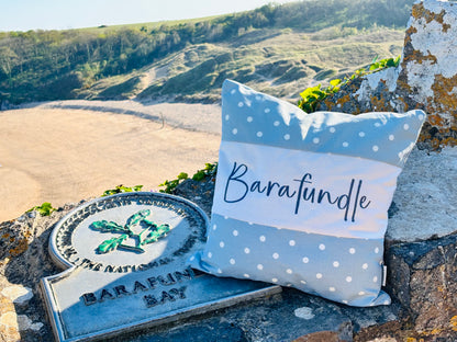 Any Place Name Square Cushion- Blue Dotty