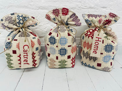 Welsh Blanket style Fabric Door Stop .