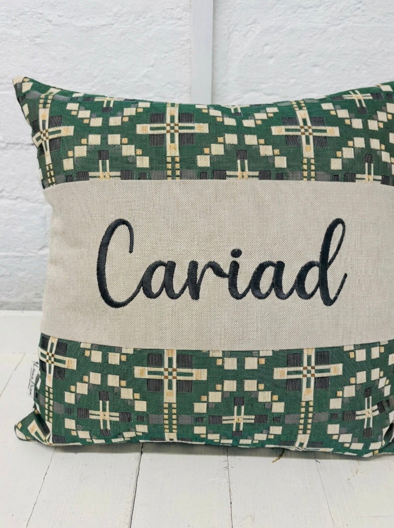 Vintage Cross Welsh Blanket Square Cushion-Personalised Cushion- Quote  Cushion