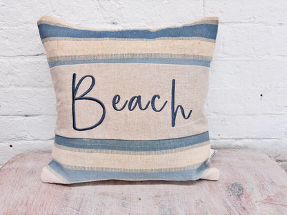 Beach Cushion - Blue and cream - Square (limited Edition)