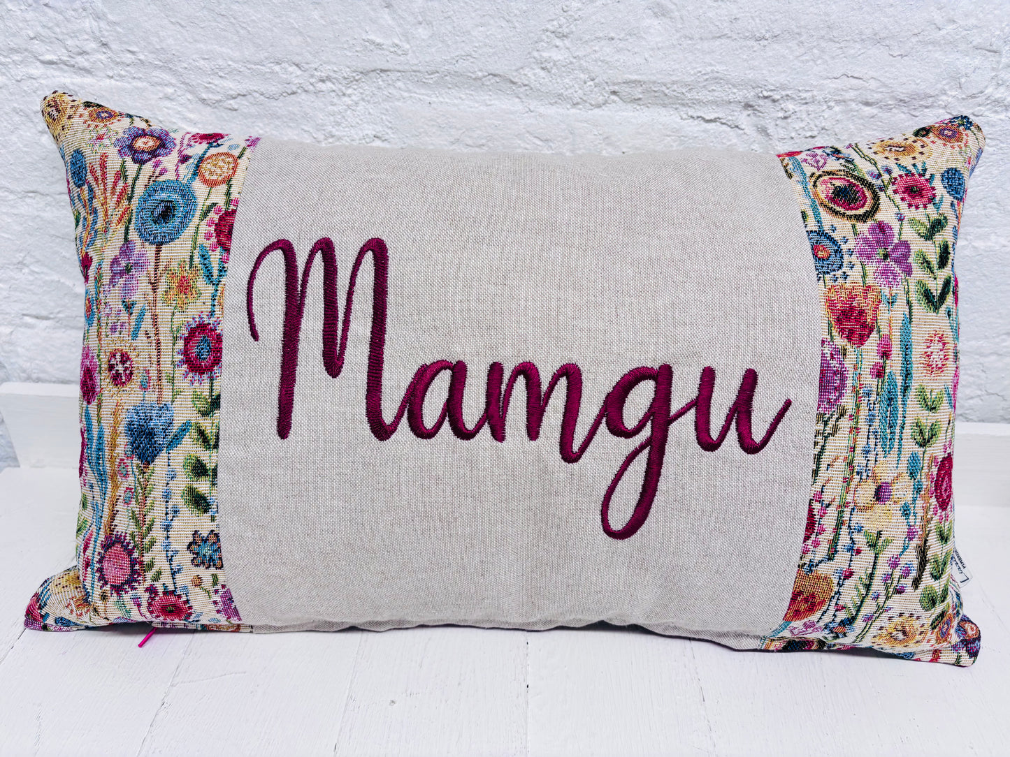 Floral Tapestry Mother’s Day  Personalised Cushion, Gift for Mum. Gift for Mamgu, Personalised Mothers Gift