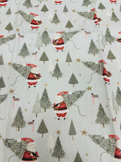 Christmas Napkins - Festive table- Father Christmas and Christmas Trees, Handmade festive Napkins - Fabric Napkins