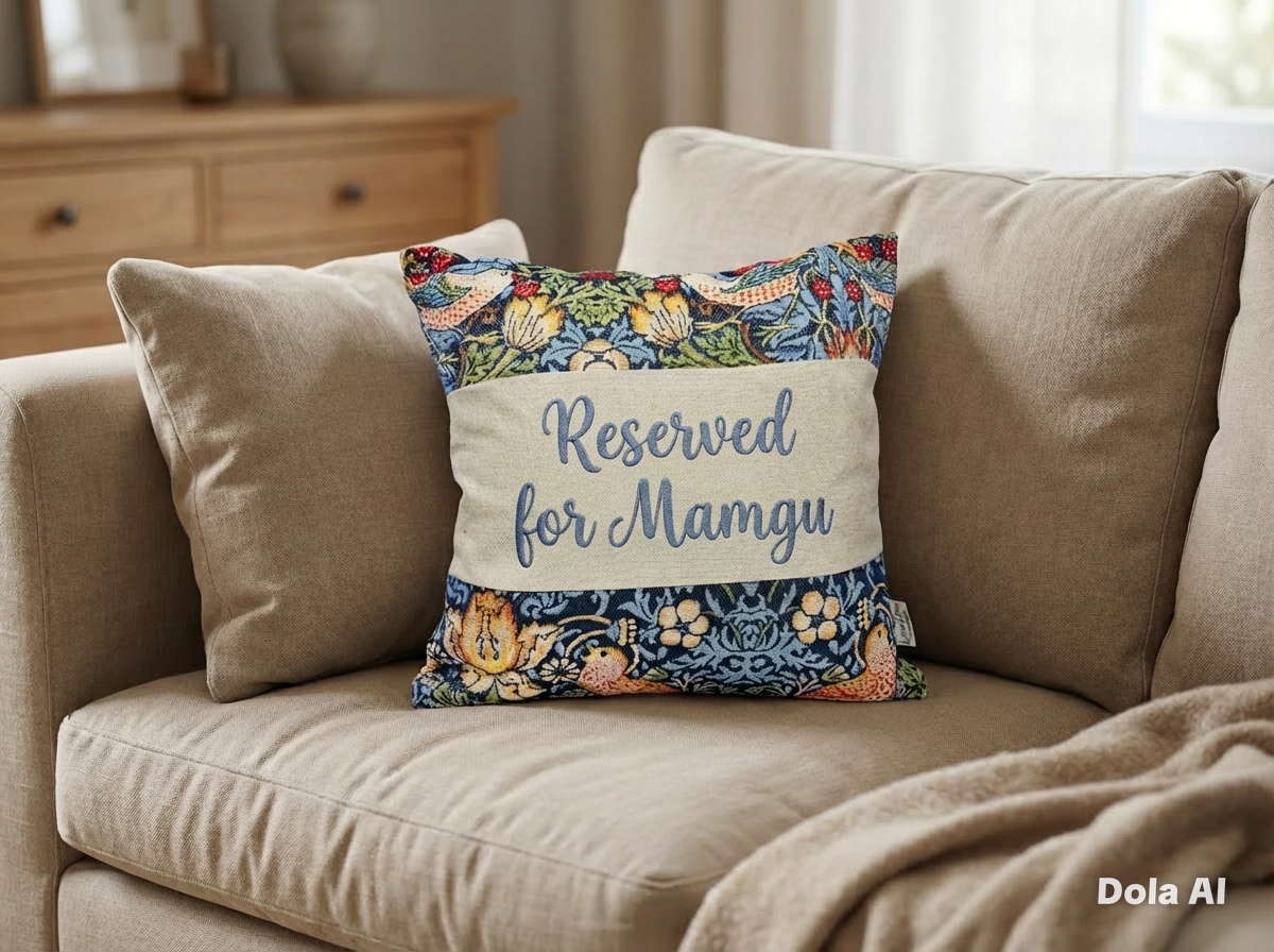 William Morris Strawberry Thief Tapestry Mother’s Gift, Personalised Cushion, Gift for Mum. Square Cushion