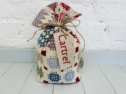 Welsh Blanket style Fabric Door Stop .