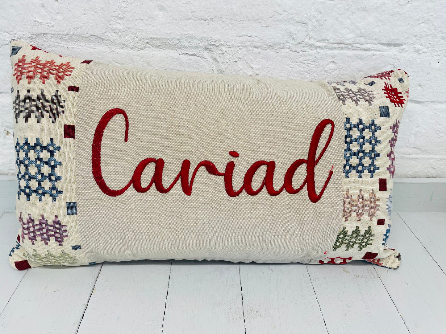 Welsh Blanket style Cushion- Cariad Rectangle   Cushion