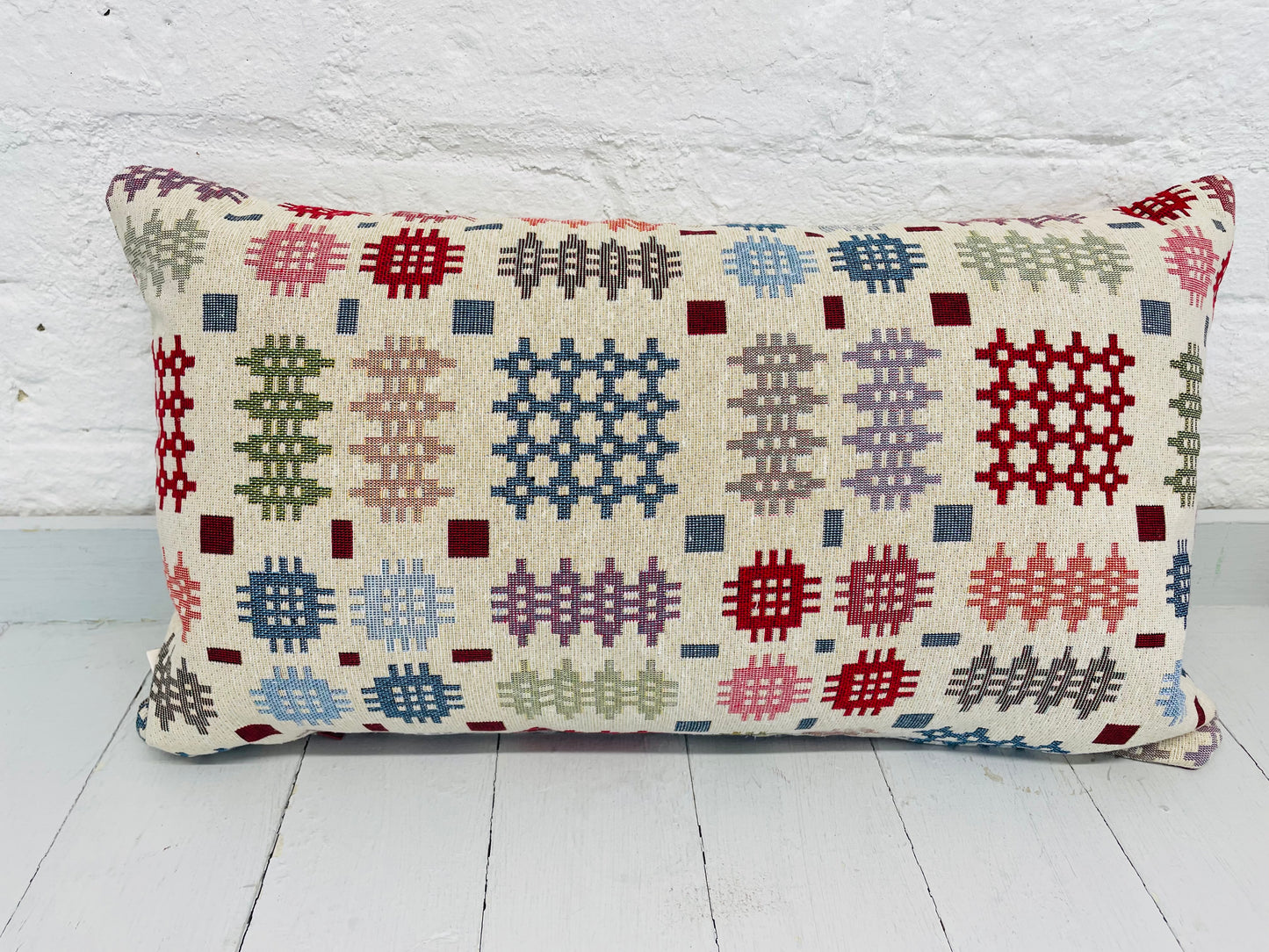 Welsh Blanket style Cushion- Cariad Rectangle   Cushion