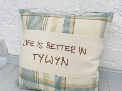 Personalised Wool Touch I’d rather be .. Cushion