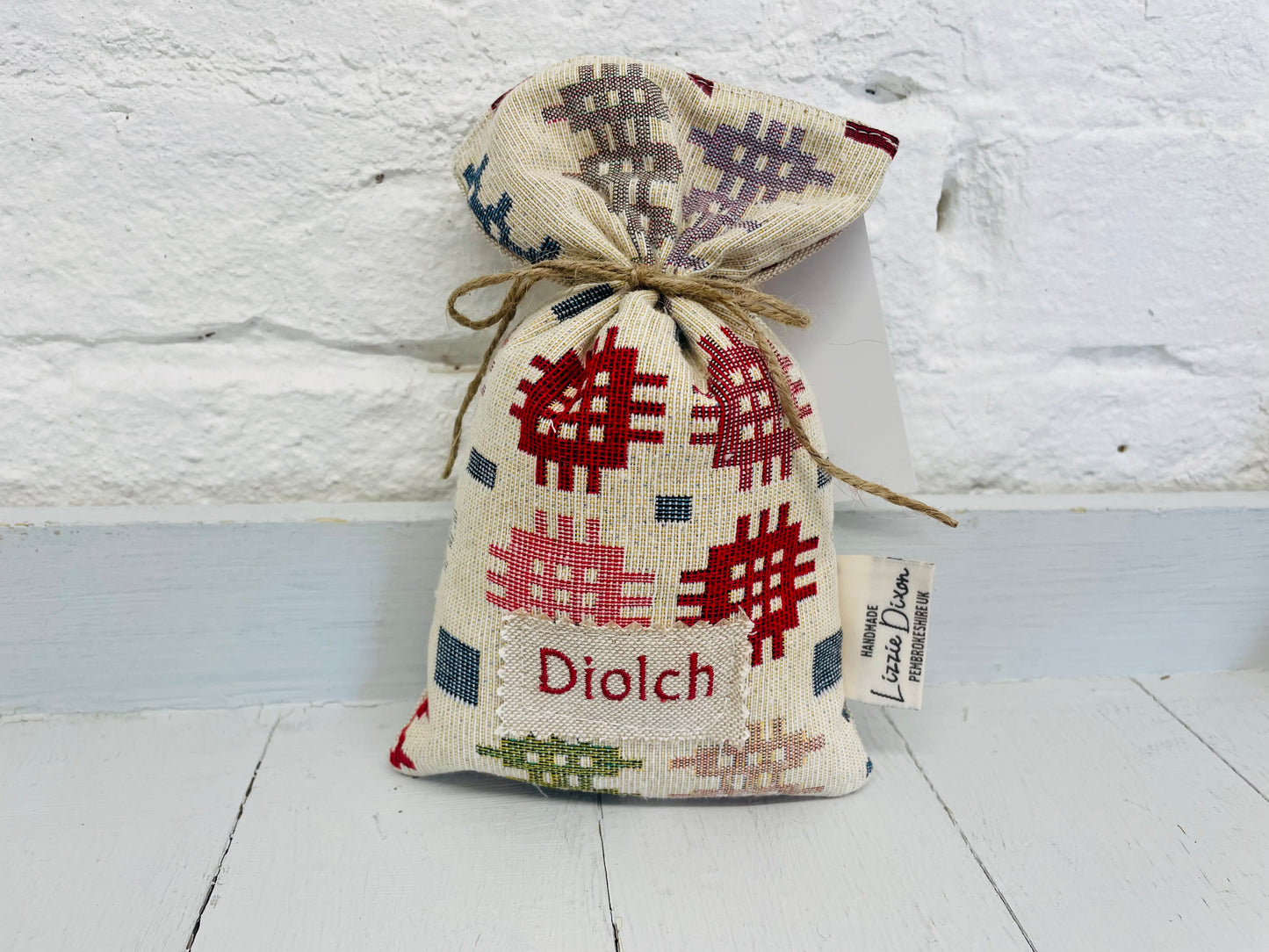 Welsh Blanket Style Lavender Bag with Tag
