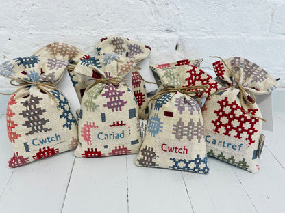 Welsh Blanket Style Lavender Bag with Tag
