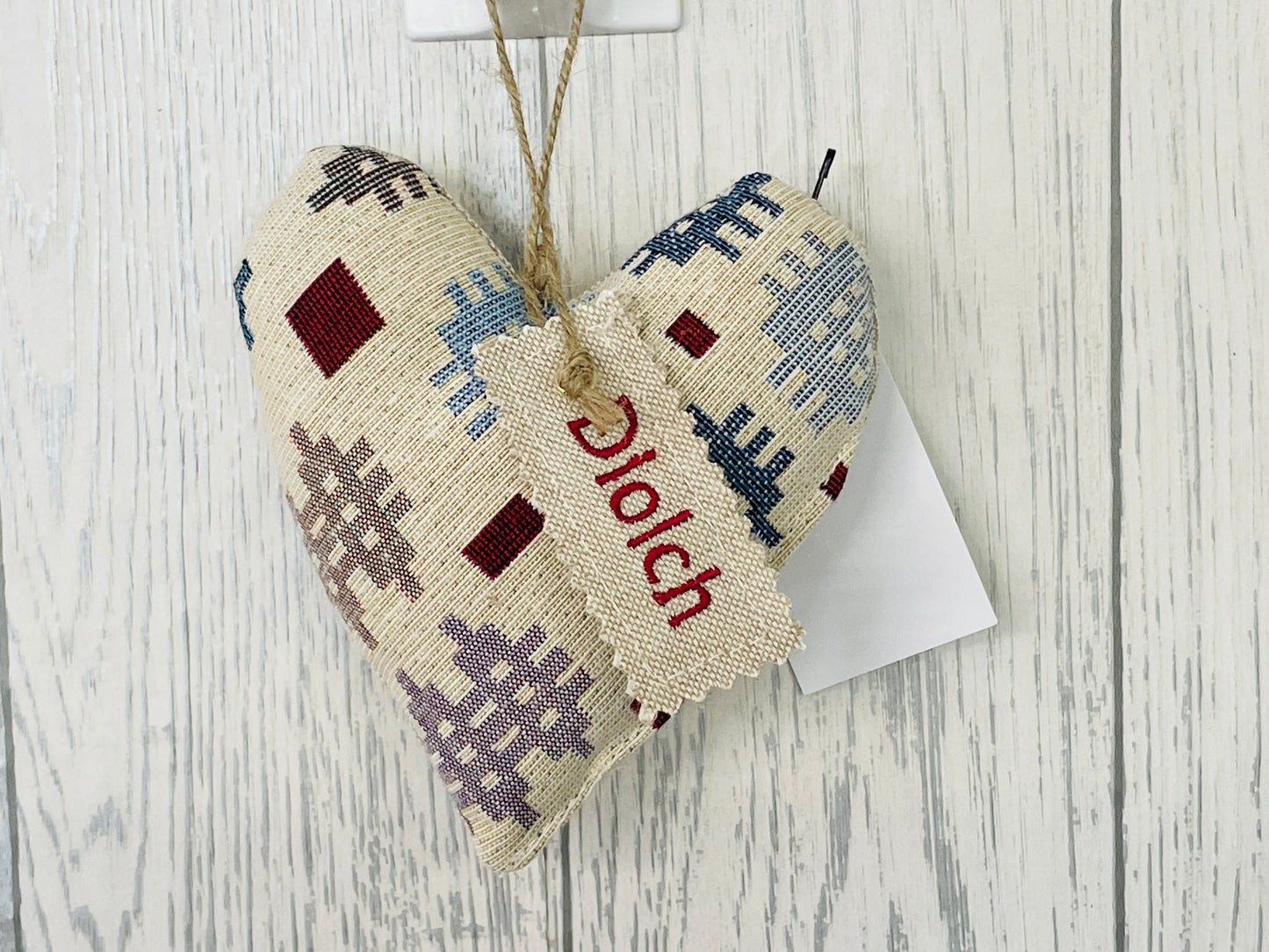 Mini Heart.- Welsh Blanket style  Heart Red Tag