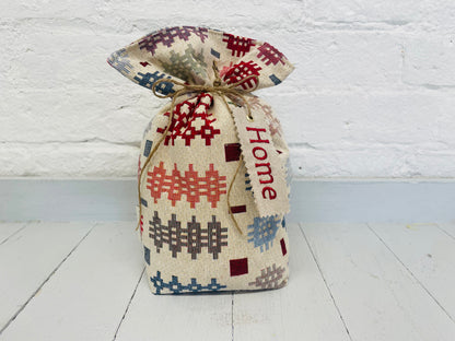 Welsh Blanket style Fabric Door Stop .