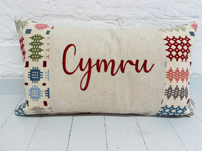 Welsh Blanket quote Cushion- Cream Welsh quote long  Cushion