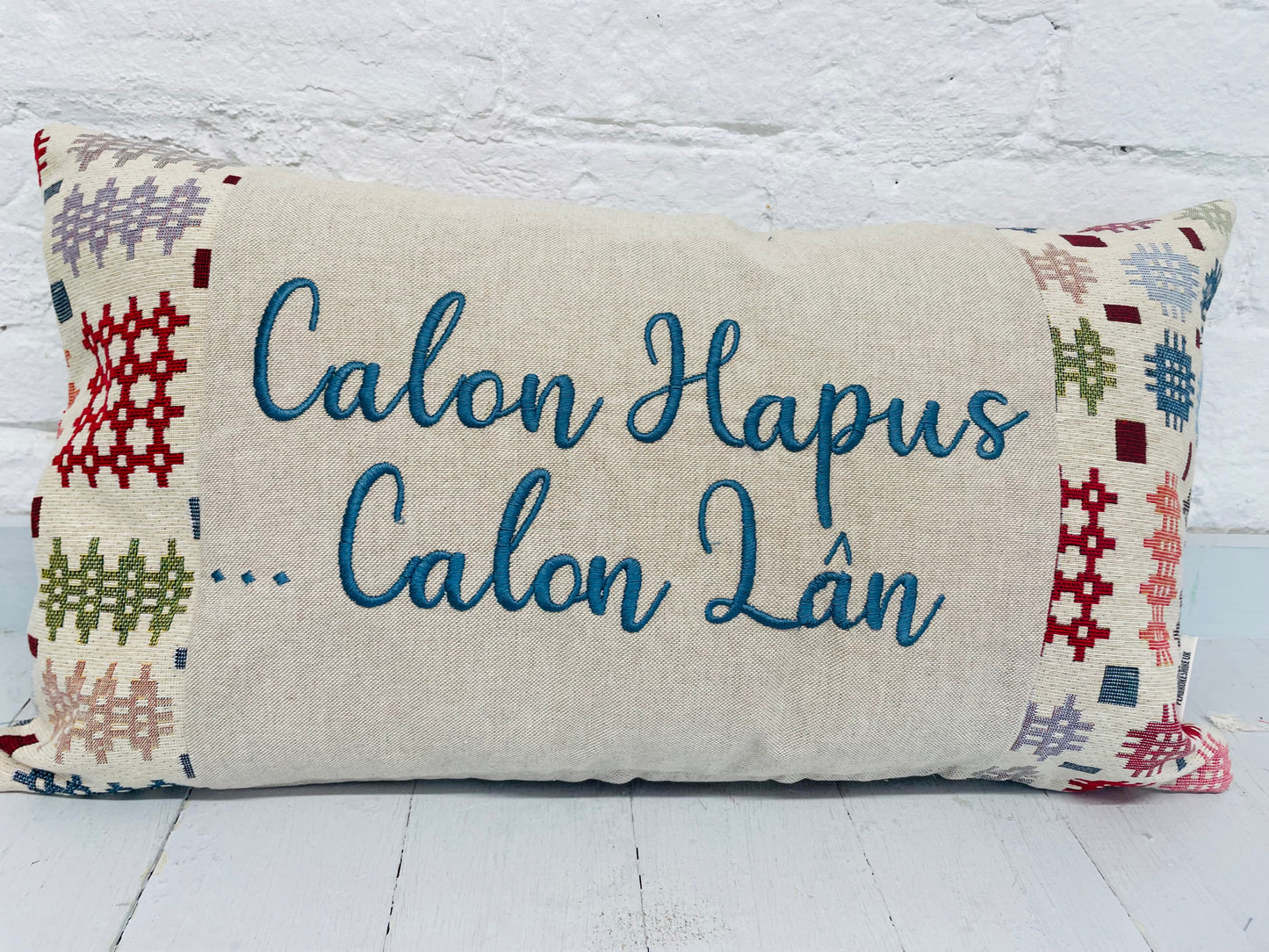 Welsh Blanket quote Cushion- Cream Welsh quote long  Cushion
