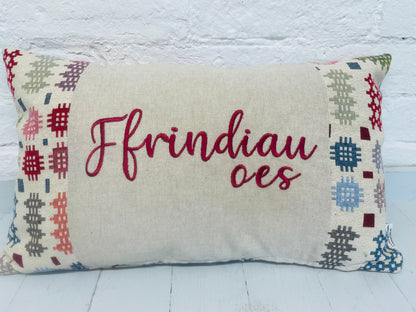Welsh Blanket quote Cushion- Cream Welsh quote long  Cushion