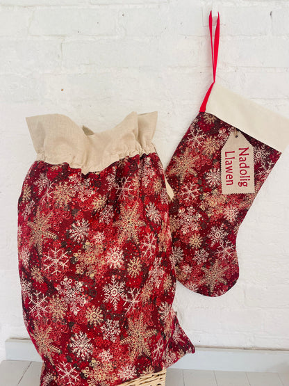 Luxe Snowflake tapestry Christmas Sack