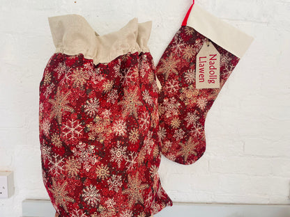 Luxe Snowflake tapestry Christmas Sack