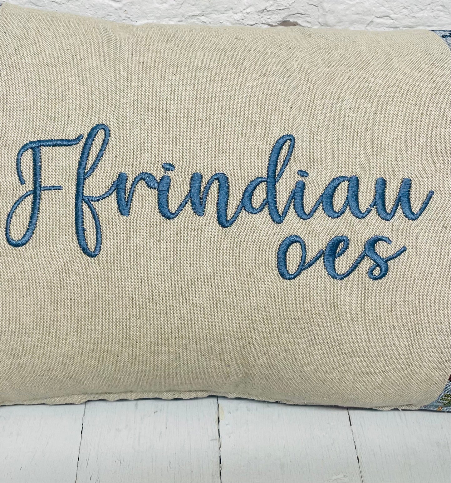 Welsh Blanket quote Cushion-Dark Blue   Welsh quote long  Cushion