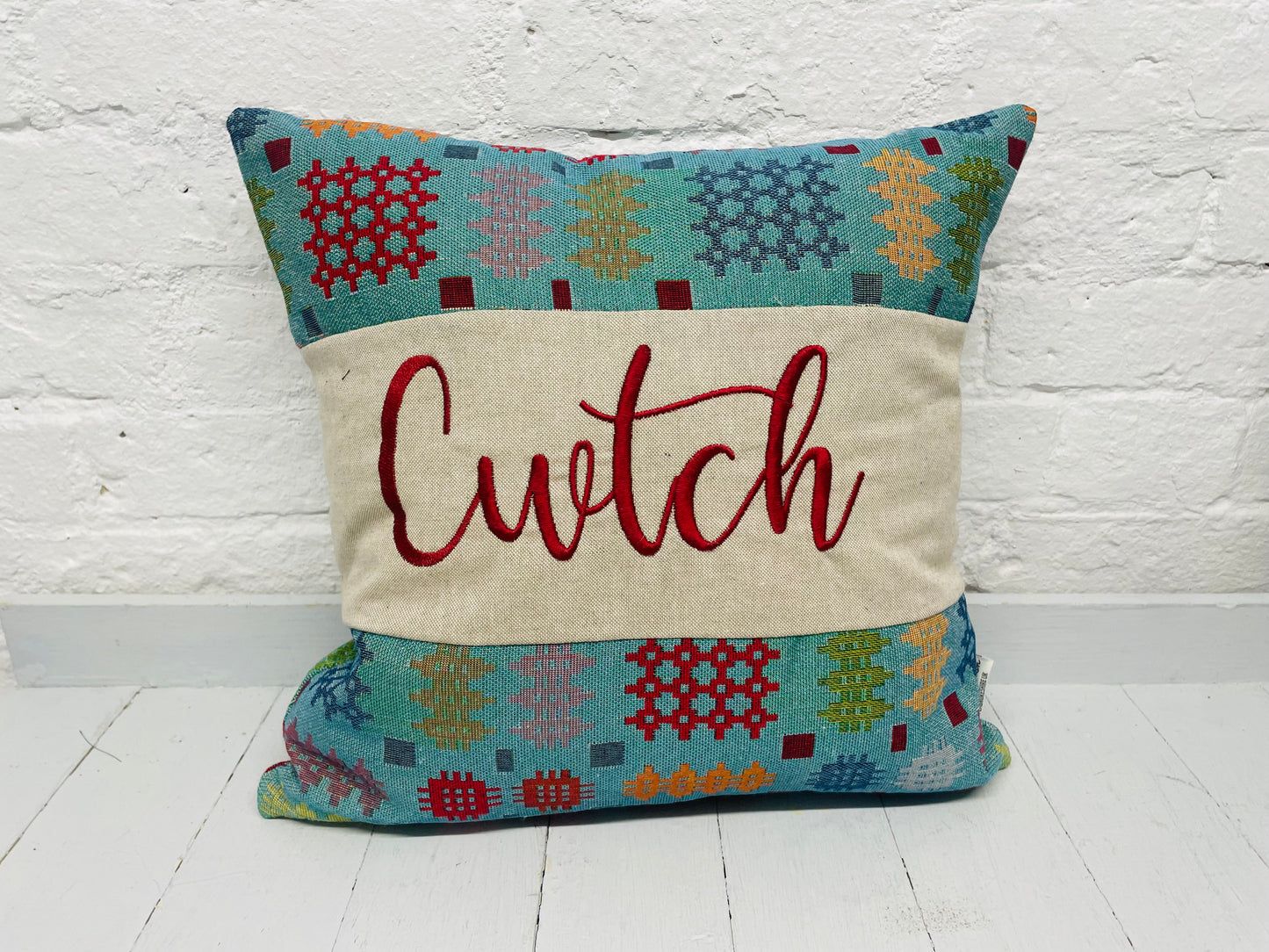 Cwtch Welsh Blanket style  Cushion- Square Cwtch Panel Cushion
