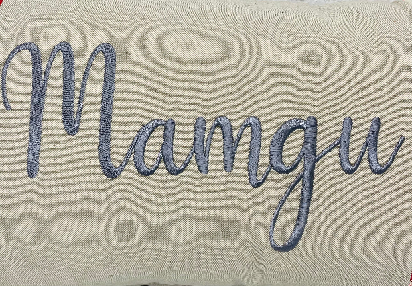 Mamgu long panel cushion- Crochet  style fabric