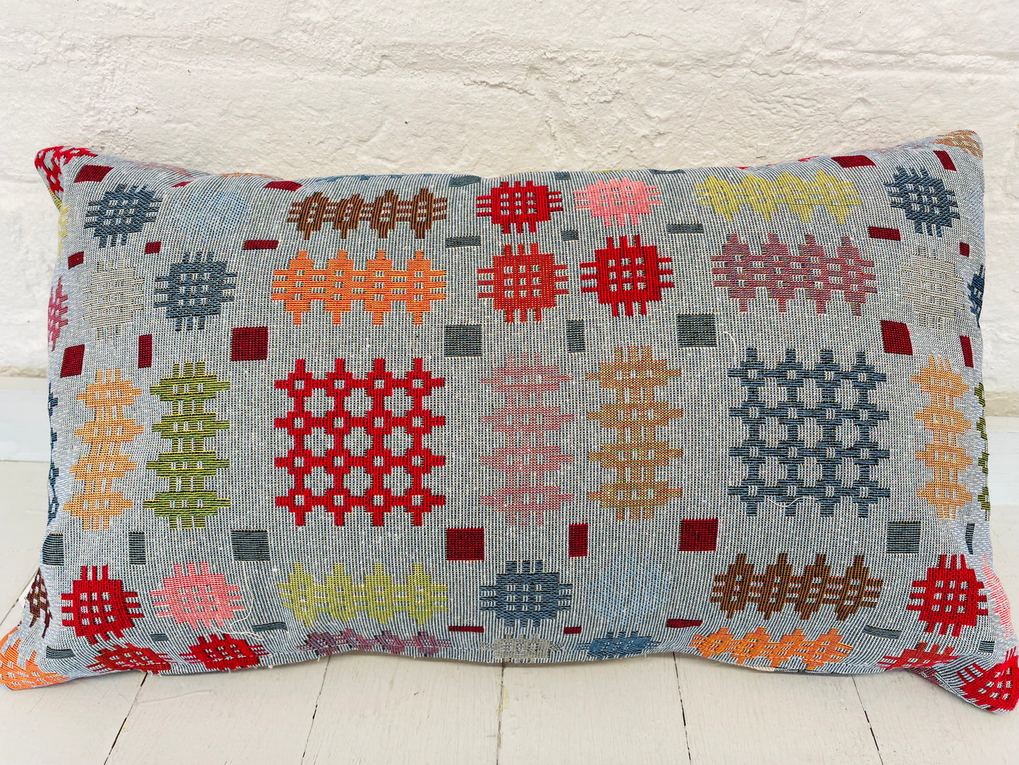 Mamgu Welsh Blanket style long Cushion- Square Cwtch Panel Cushion