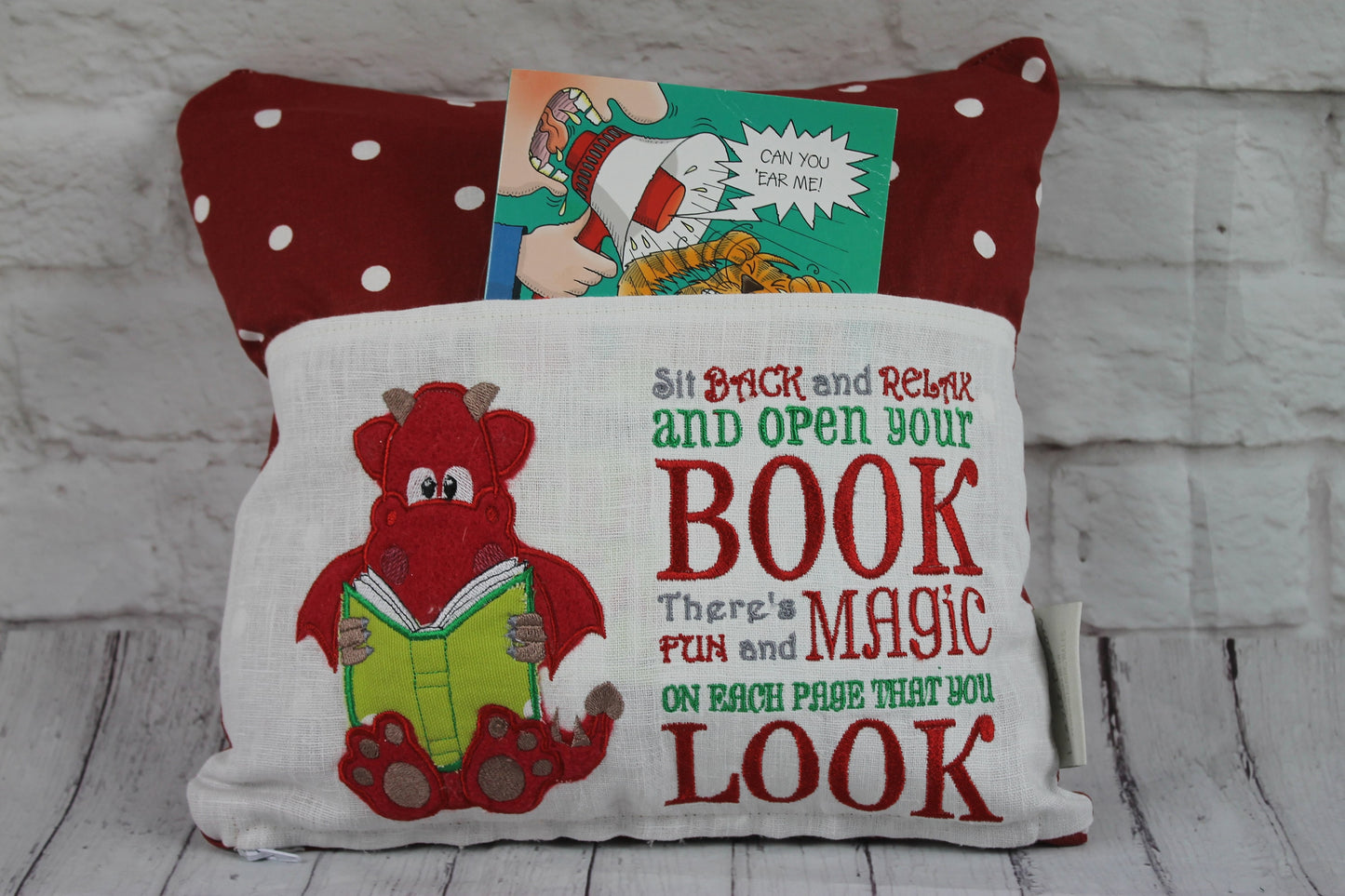 Dragon Children's Reading Pillow~Personalised Cushion Cover Only Dragon Pillow~Book Lovers Gift~Travel Pillow-Christmas gift ideas