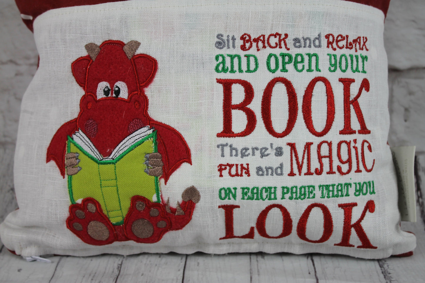 Book Buddy- Book Cushion Dragon Children's Reading Pillow~Personalised Dragon Pillow~Book Lovers Gift~Travel Pillow-Christmas gift ideas