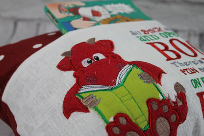 Book Buddy- Book Cushion Dragon Children's Reading Pillow~Personalised Dragon Pillow~Book Lovers Gift~Travel Pillow-Christmas gift ideas